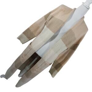 FRESHMAN! CREAM, PEACH, TAN STRIPED DUSTER LENGTH CARDIGAN SWEATER! SZ L